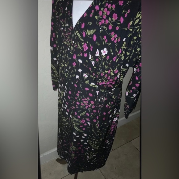 🎉HP🎉New! Joie Acantha 3/4 Sleeve Black Floral Wrap Dress Size Large🌿 - Picture 9 of 12